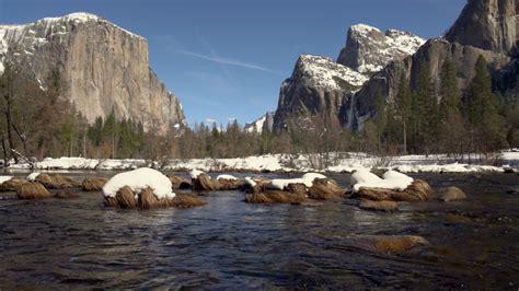 Snow Capped Mountains In Yosemite National Park California Image