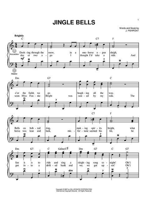 Learn jingle bells (easy) faster with songsterr plus plan! Buy "Jingle Bells (Accordion)" Sheet Music by James Pierpont for Easy Piano