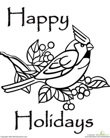 Leave the gloom and the grey far behind while. Happy Holidays Coloring Page | Bird coloring pages ...