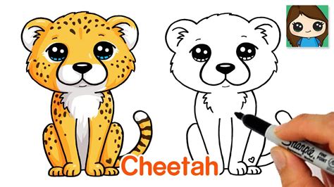 How To Draw A Cheetah Easy Cute Cartoon Animal Youtube