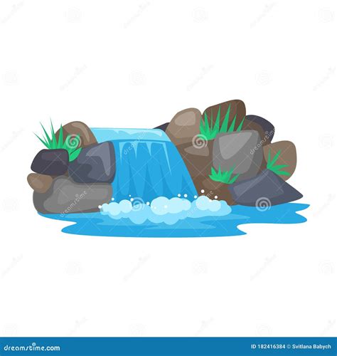 Waterfall Vector Iconcartoon Vector Icon Isolated On White Background