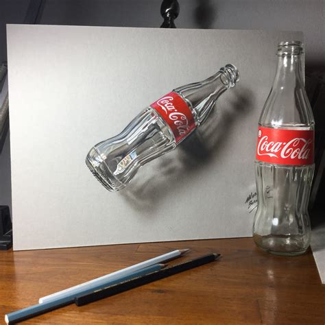 Marcello Barenghi 3d Art Drawing An Empty Glass Bottle
