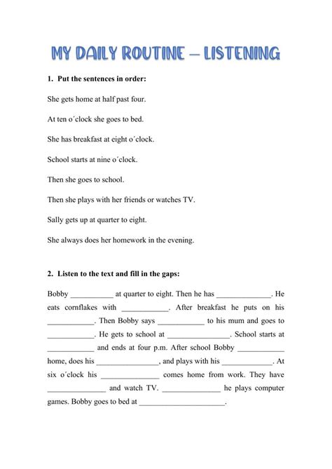 Daily Routines Online Worksheet For Grade You Can Do The Exercises