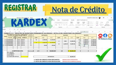 Registrar Nota De Cr Dito En El Kardex Descuento Y Devoluci N De