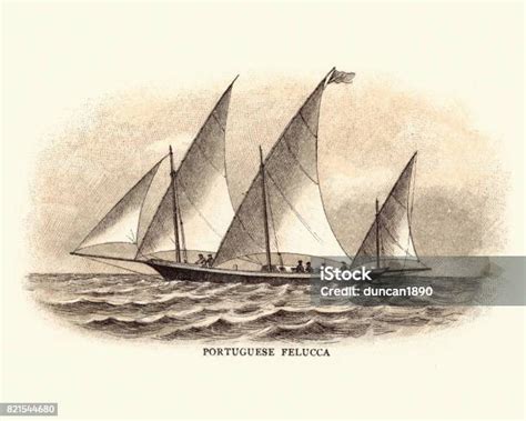 Sejarah Kapal Felucca Portugis Abad Ke19 Ilustrasi Stok Unduh Gambar