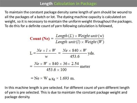 Textile Calculations And Equations
