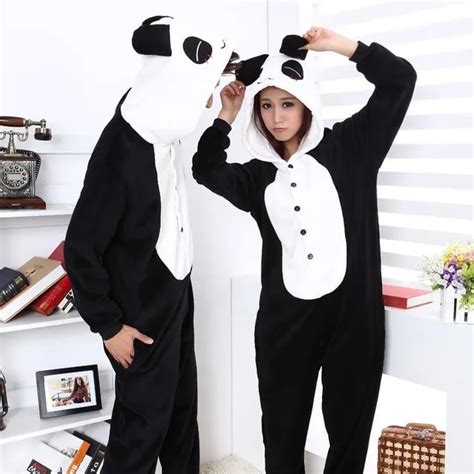 Flannel Fleece Furry Panda Costume Onesies Halloween Animal Cosplay