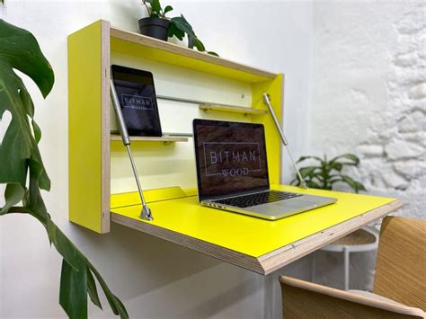 Study Desk Wall Mounted Folding Desk Space Saving Desk Office Etsy