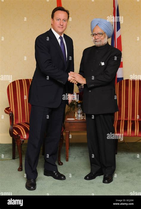 prime minister david cameron meets with indian counter part manmohan singh during a bilateral