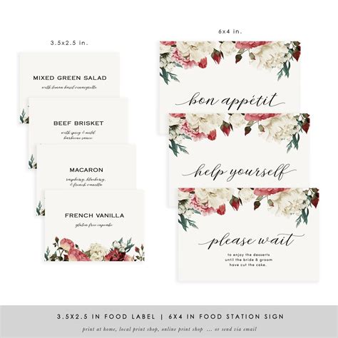 Floral Printable Buffet Label Template Buffet Food Sign Etsy