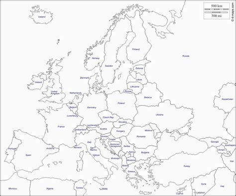 Europakarte Blanko Arbeitsblatt