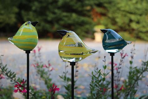 Add Some Sparkle To Your Garden With Our Glass Bird Garden Stakes Offered In A Set Of 3 Or
