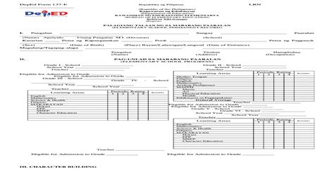 Deped Form 137 E With Logo And Lrn Doc Document