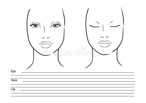 Face Chart Makeup Artist Blank Template Illustration Stock Vector