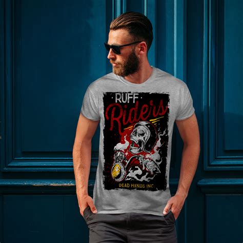 Wellcoda Ruff Riders Sch Del Biker Herren T Shirt Grobes Grafisches Design Bedrucktes T Shirt