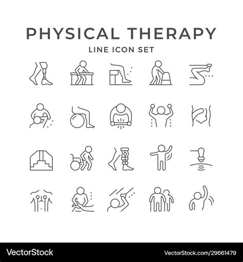 Set Line Icons Physical Therapy Royalty Free Vector Image