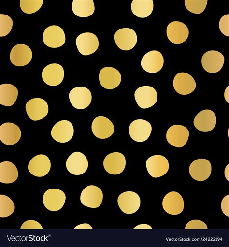 Polka Dots Gold Foil On Black Seamless Royalty Free Vector