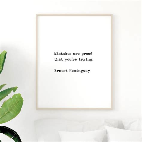 Printable Ernest Hemingway Literary Quote Mistakes Are Proof Etsy