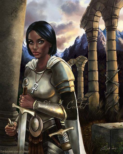 digital art fantasy black dark skin women kesitah dark skinned female knight nicole