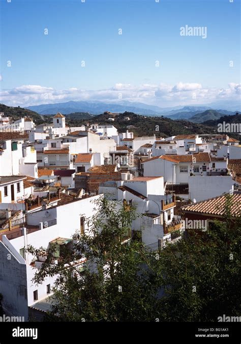 Monda Malaga Spain White Andalucian Village In The Foothills Of The
