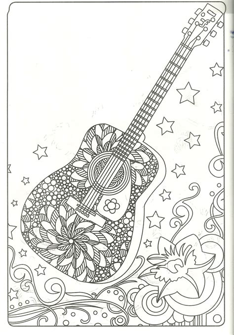 Coloring Page Of A Guitar Veaeds