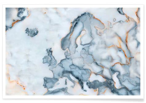 Europe Marble Map Poster Juniqe