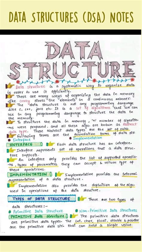 Colorful Handwritten Dsa Notes For Gate Exam