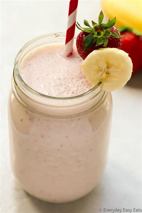 Healthy Strawberry Banana Smoothie Recipe With Yogurt Everyday Easy Eats