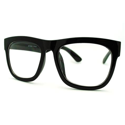 black oversized square glasses thick horn rim clear lens frame cm11es83znv women s