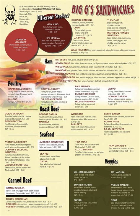 Big G's Deli menus in Winslow, Maine, United States