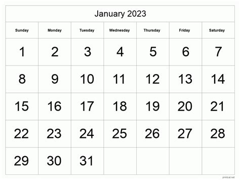 Calendar January 2023 Templates Gambaran