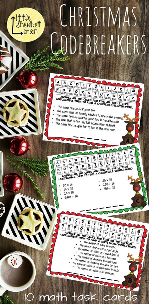 Christmas Codebreakers Maths Task Cards Math Task Cards Task Cards