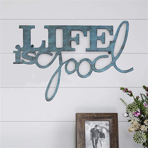 Lavish Home Metal Cutout-Life is Good Wall Sign-3D Word Art Home Accent Decor-Perfect for Modern ...