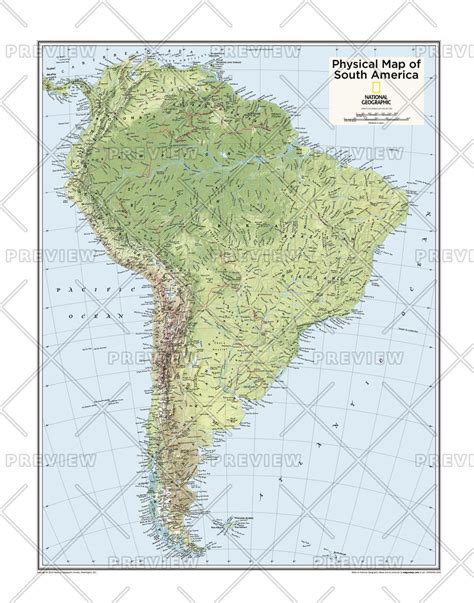 South America Physical Map National Geographic Atlas Of