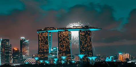 Hd Wallpaper San Marina Bay Sands Singapore At Night Time Fireworks