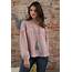 Womens Blush Blouse With Lace Trim Detail