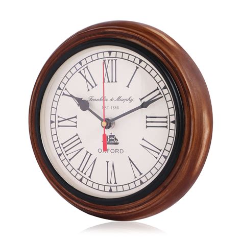 Brown 8 Inch Antique Look Wooden Wall Clock Shape Round Rs 1049 Piece Id 20379740548