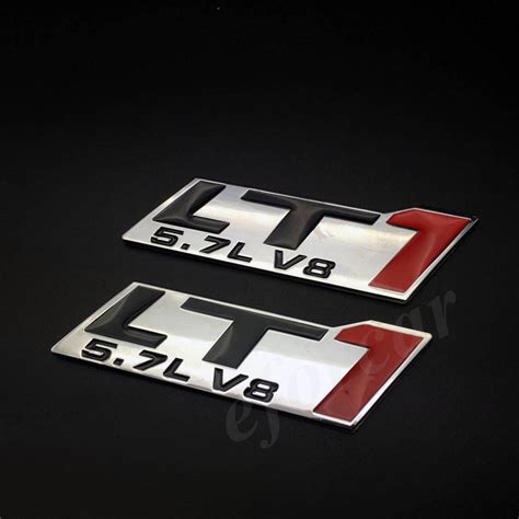 2pcs Chrome Metal Lt1 57l V8 Engine Emblem Badge Sticker Camaro