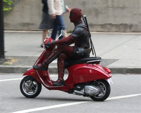 More Photos Of Ryan Reynolds Driving A Scooter On The Vancouver Set Of