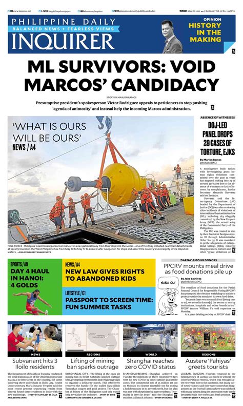 Inquirer On Twitter Todays Inquirer Front Page May 18 2022 More