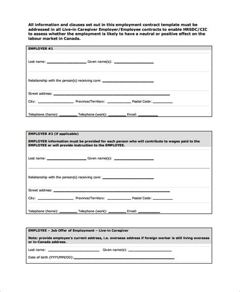 employment contract template professional word templates