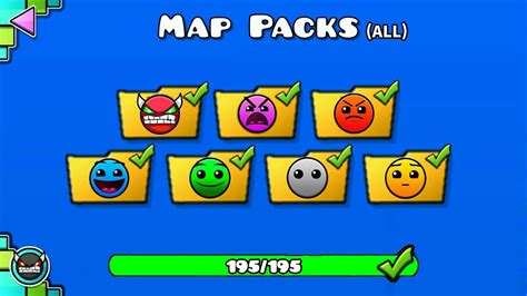 All Map Packs Level Geometry Dash 195 Levels All Coin 65 Map Packs