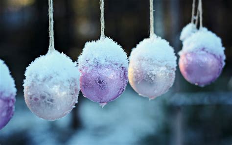 Wallpaper Snow Winter Branch Blue Ice Frost Christmas Balls