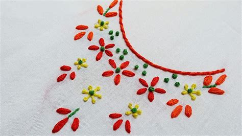 Easy Neckline Embroidery Design For The Beginnershand Embroidery Youtube