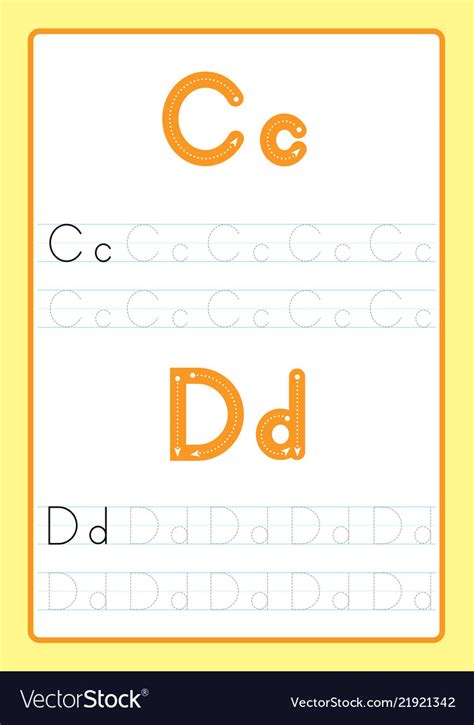 Alphabet Letters Tracing Worksheet Royalty Free Vector Image