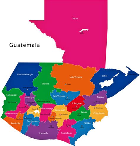 Mapa De Regiones Y Provincias De Guatemala