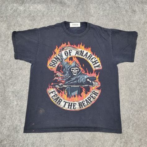 Sons Of Anarchy T Shirt Large Black Fear The Reaper Flames Graphic Tee