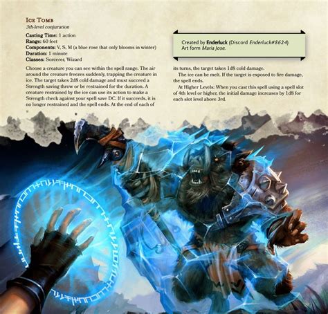 New Spell Ice Tomb Spells Collection Dndhomebrew Dungeons And
