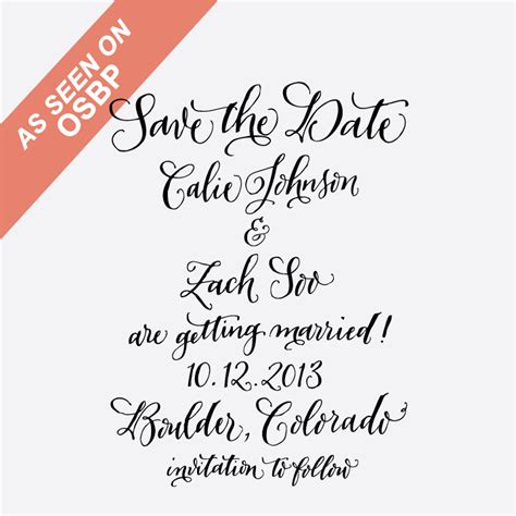 Calligraphy Save The Date Stamp No2 Calligraphy Save The Dates Save
