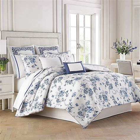 Wedgwood China Blue Floral Comforter Set Bed Bath And
